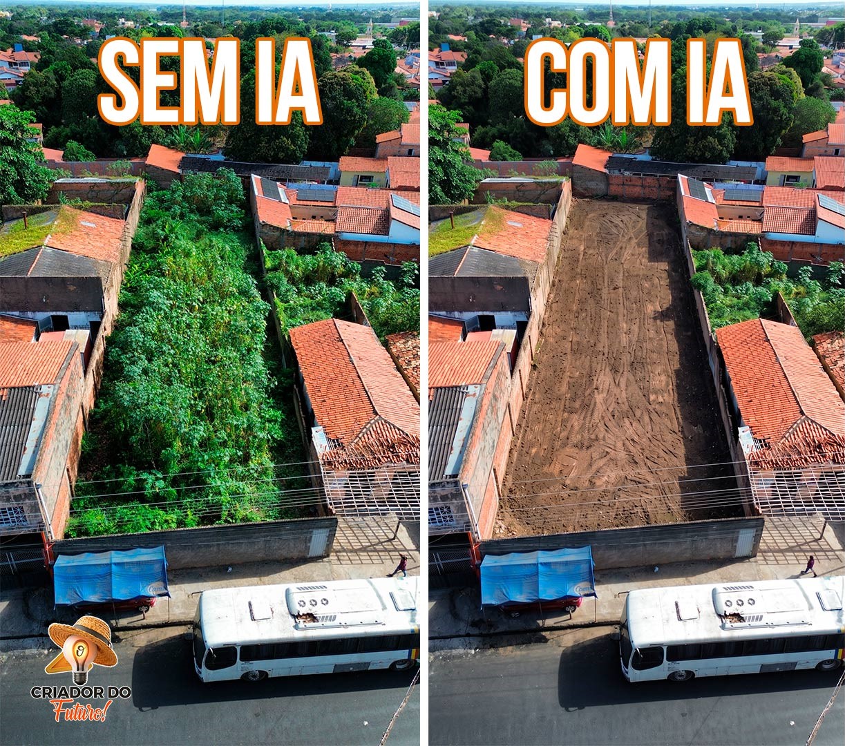 Como transformar uma foto de terreno em uma animação realista de limpeza e terraplanagem com IA